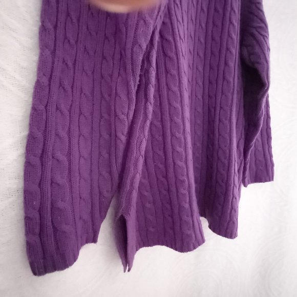 Purple Karen Scott II Cable Knit Cowl Neck Tunic Sweater Size 2X (T-339) - Picture 3 of 10